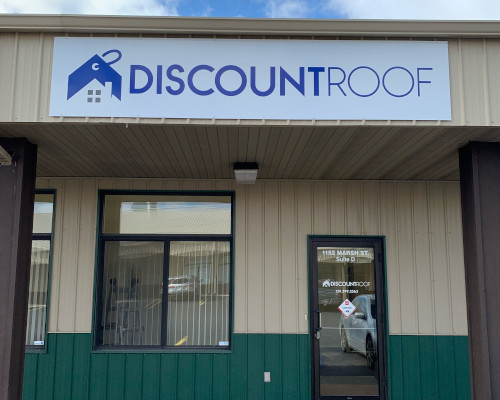 about-main; about us at Discount Roof - front of building
