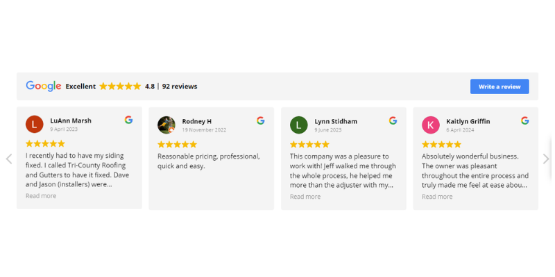 excellent reviews for Discount Roof