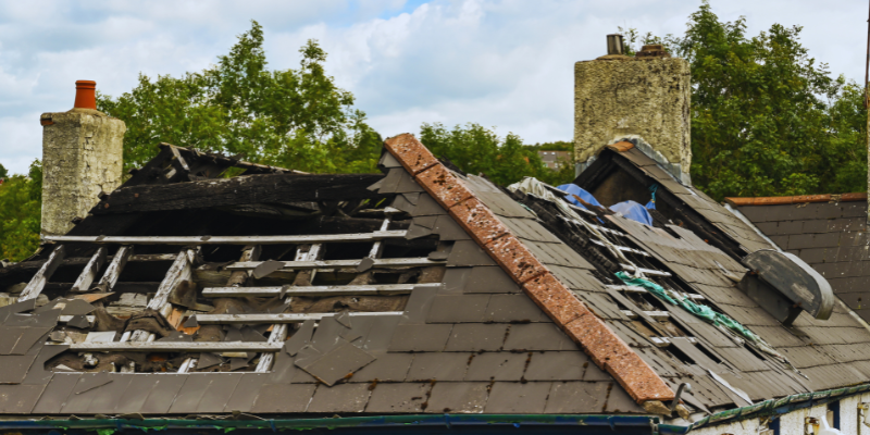 roof with fire damage