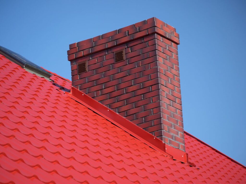 brick chimney with flashing