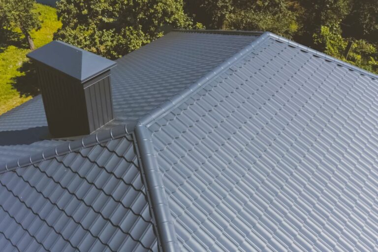 gray blue metal roof tiles