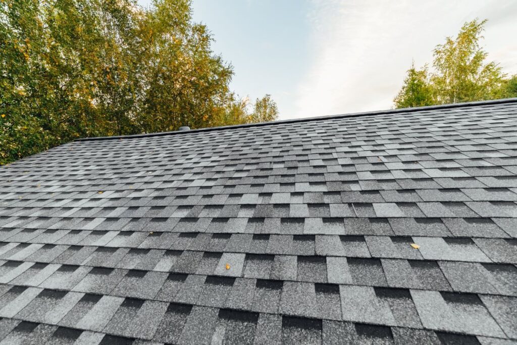 newly renovated roof covered with asphalt shingles