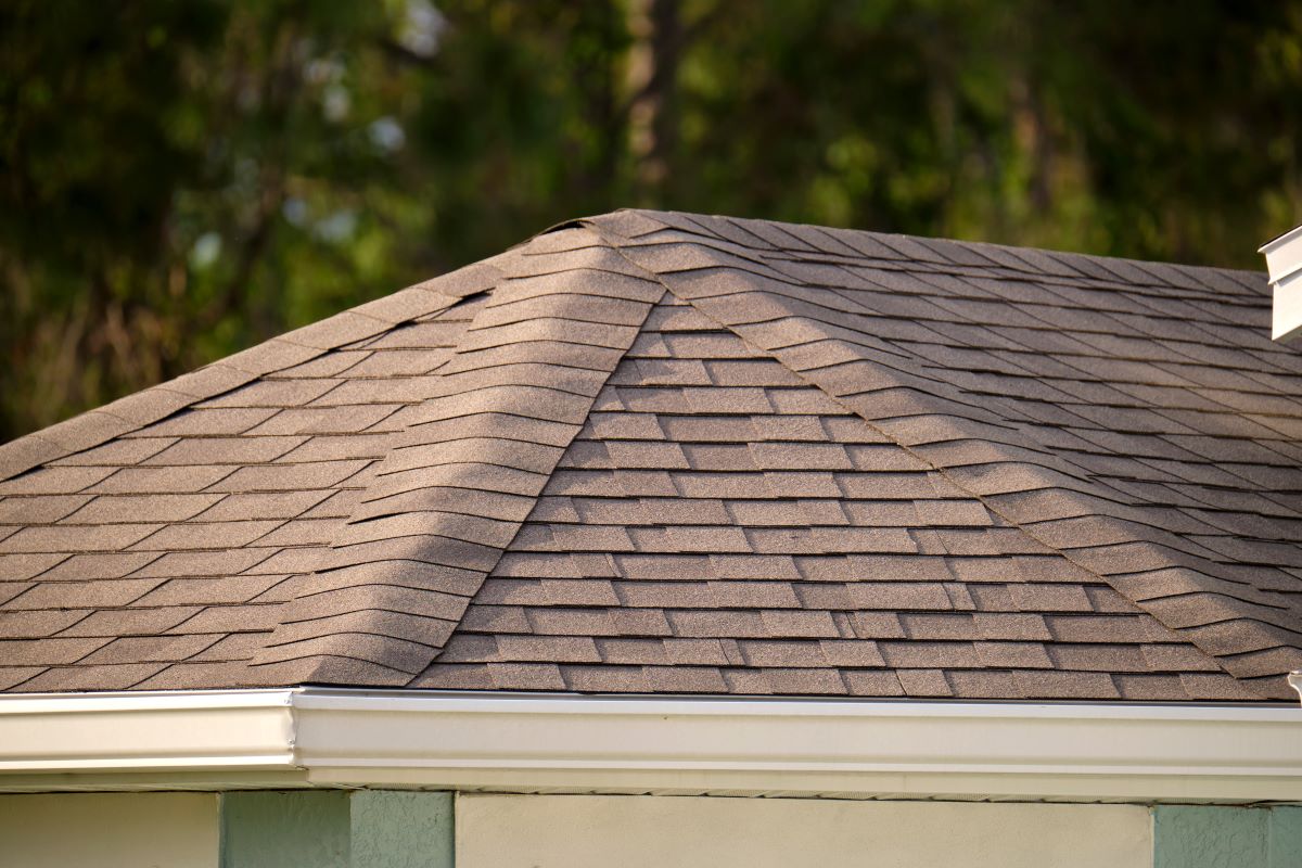 roof with brown shingles