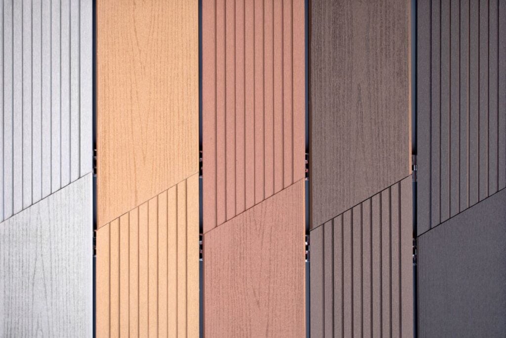 Close up of vinyl siding samples texture