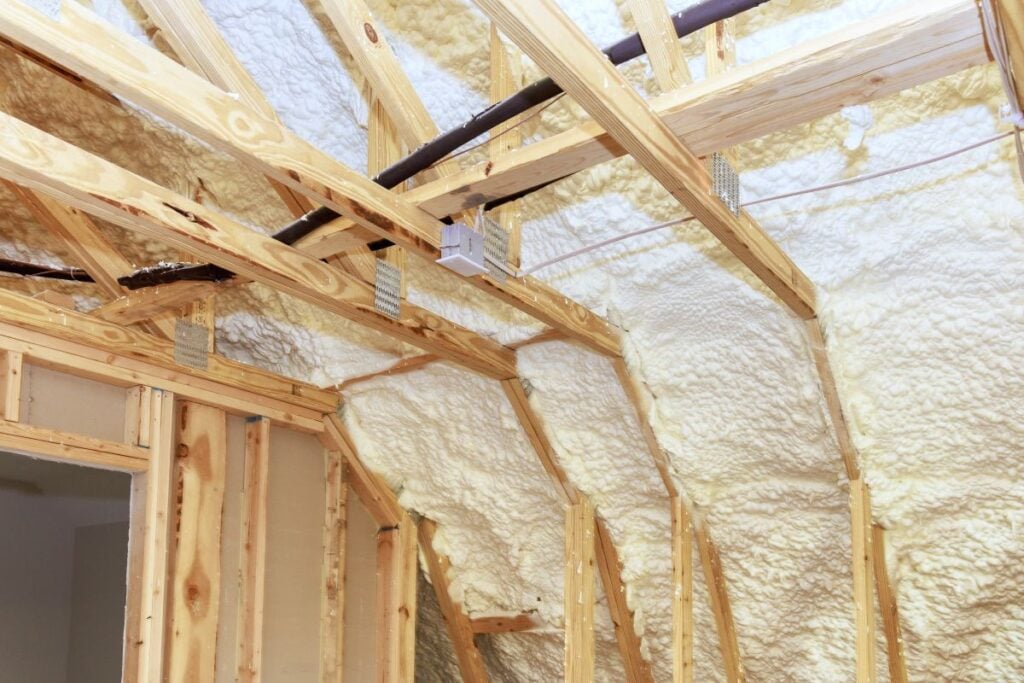 This is spray foam wall that being used as thermal hydro insulation