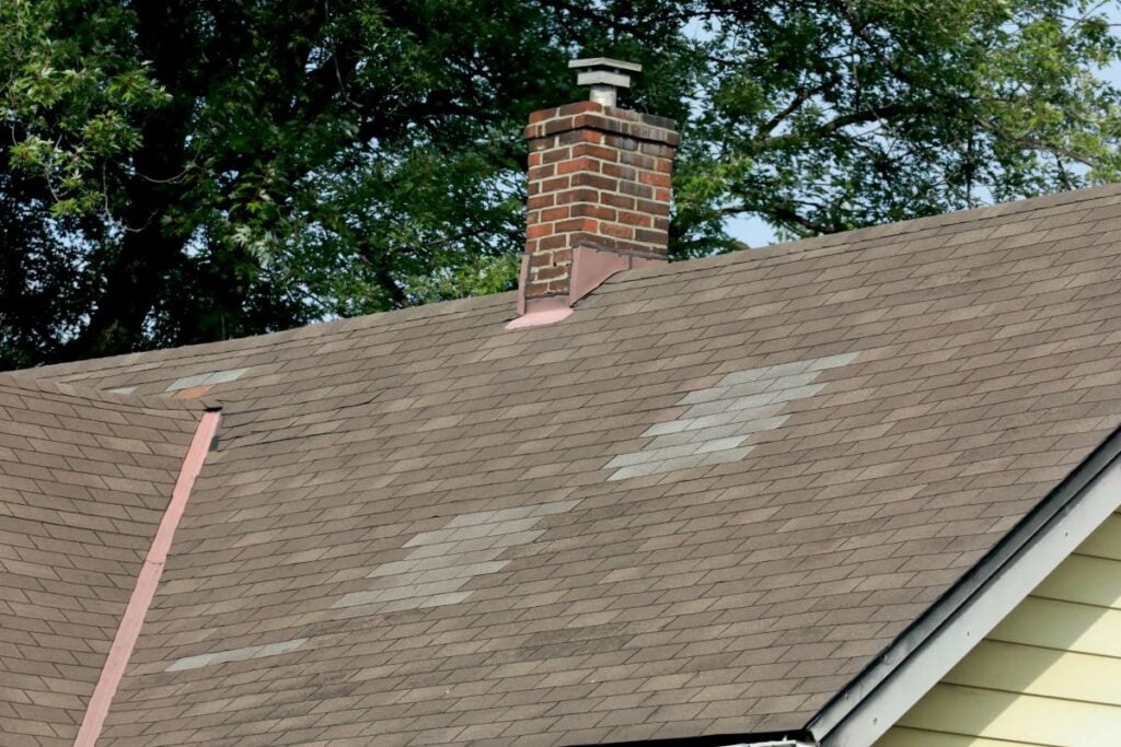 a roof with fixed patches