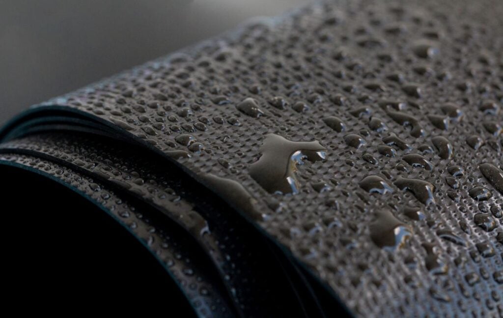 epdm roof close up roll with water drops