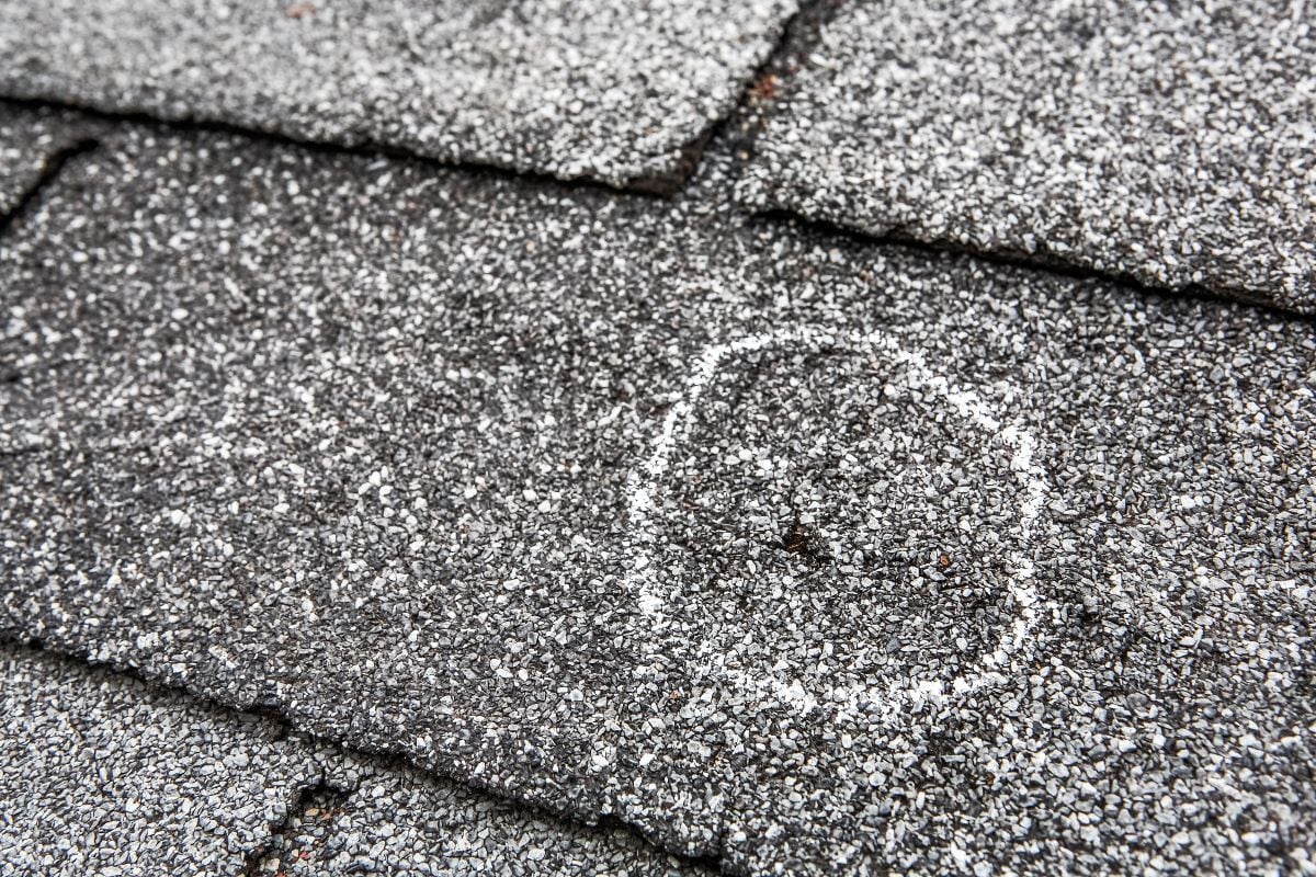 hail damage roof charcoal asphalt shingles
