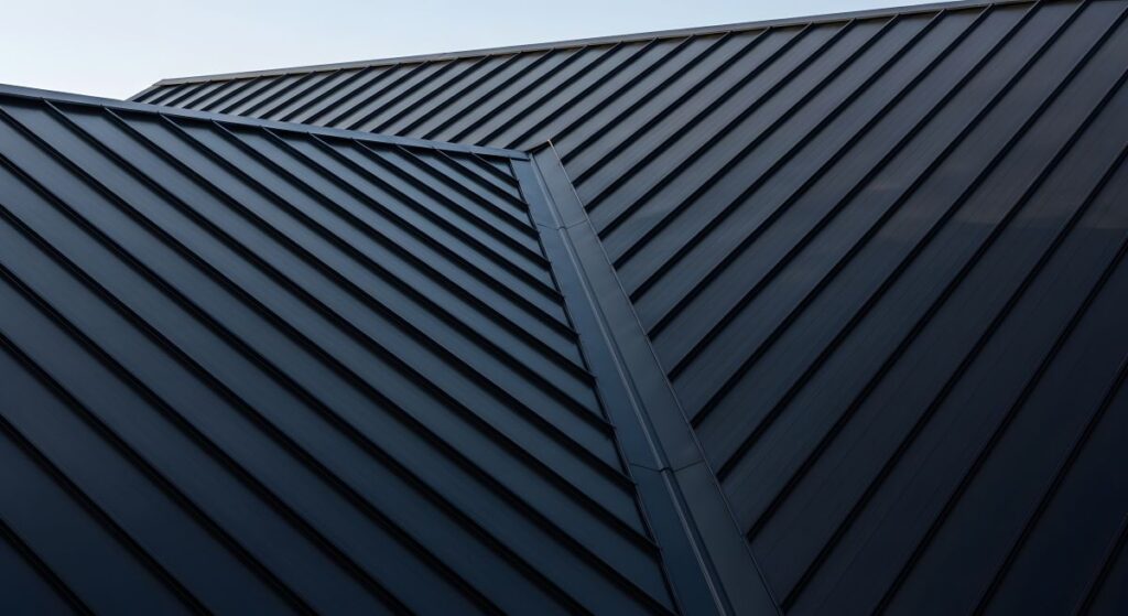 how much does a steel roof cost close up dark blue