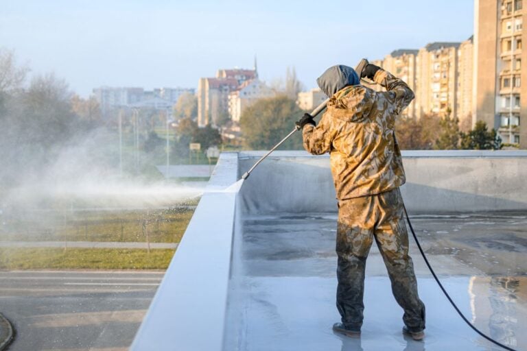 commercial roof cleaning flat roof hose water