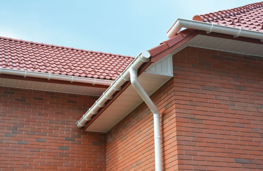gutter parts water gutter, fascia, ceramic tiles roof brick wall