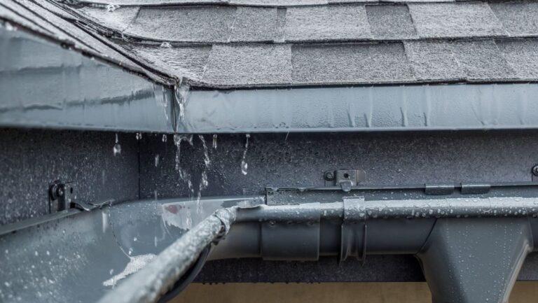 gutter replacement rain close up