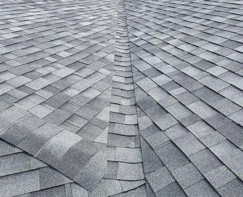 close-up view of an asphalt shingle roof