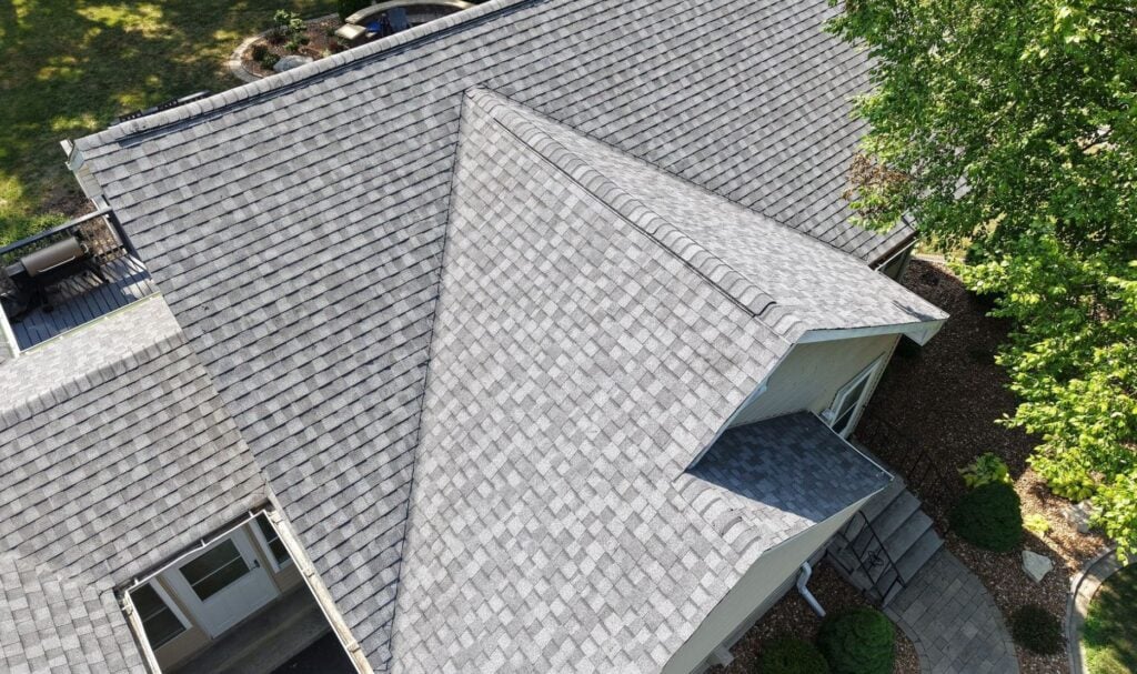 a newly installed shingle roof