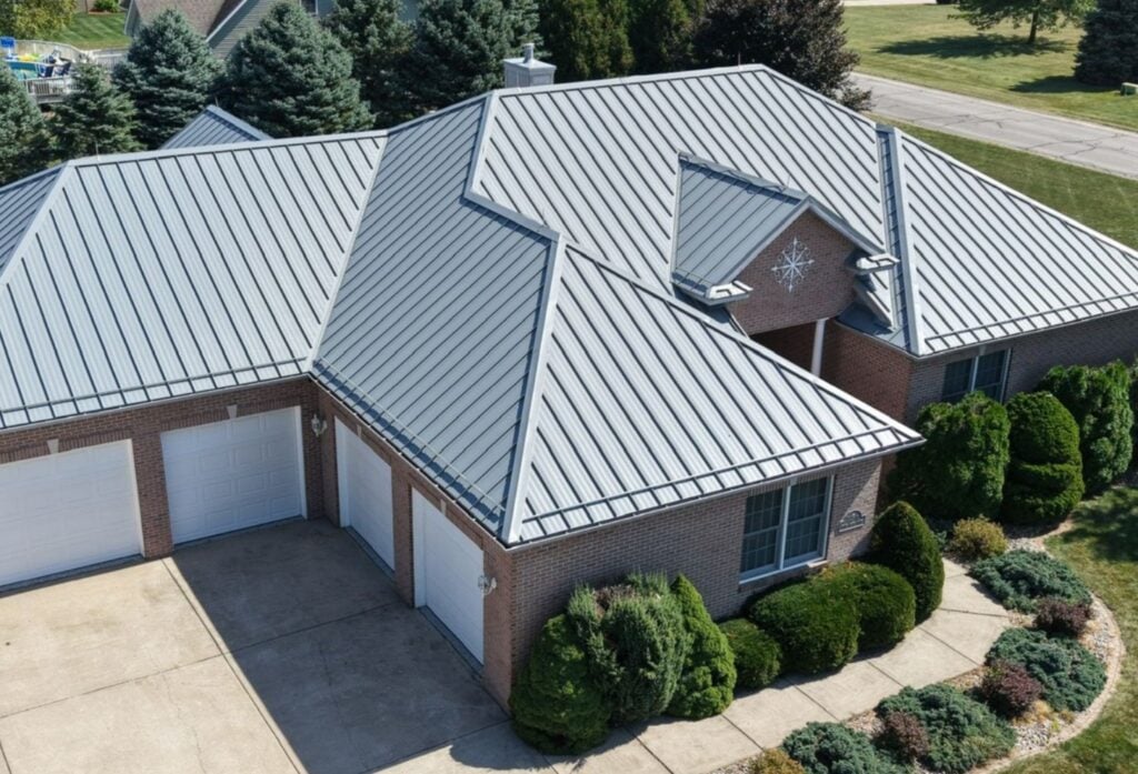 a new metal roof on a house