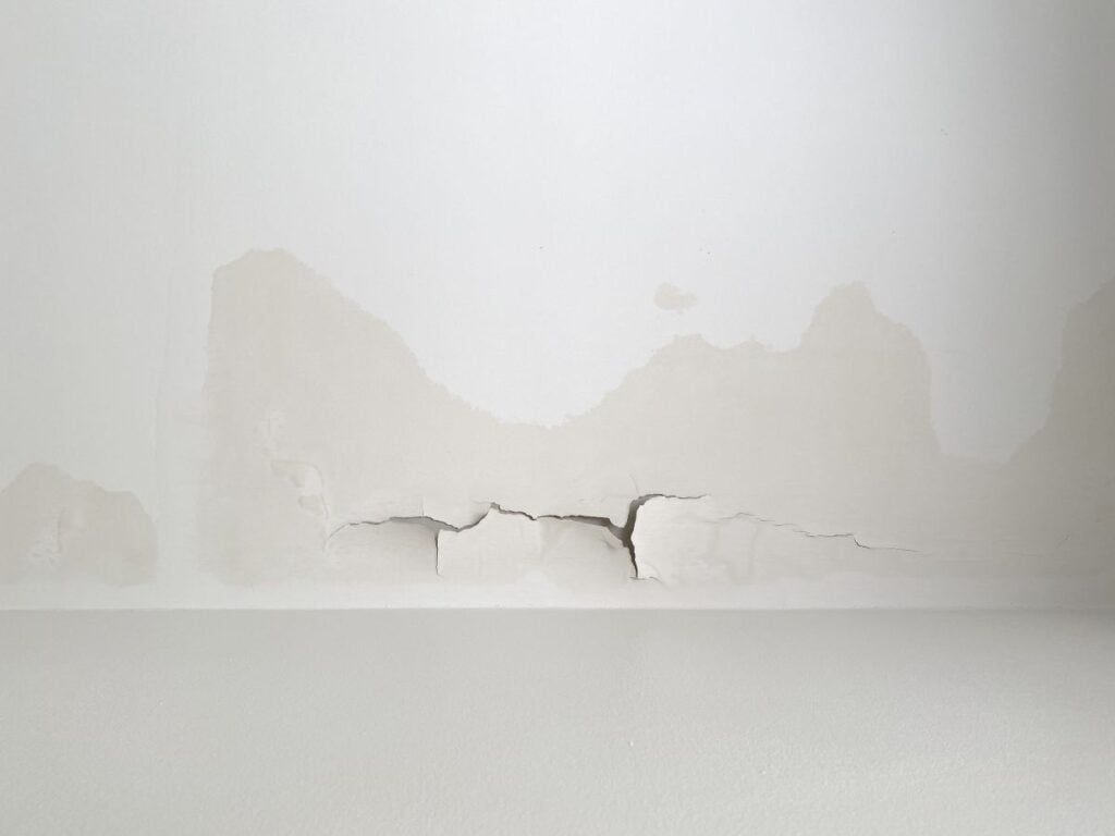 plaster of ceiling crack and break from rain leakage from roof