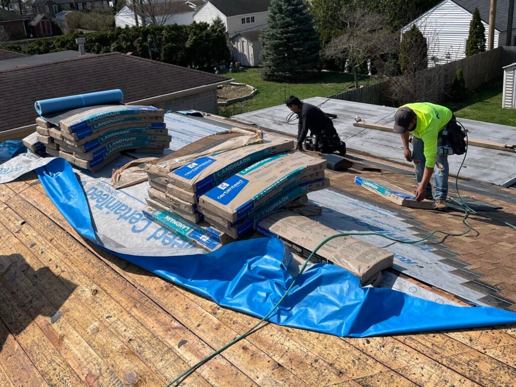 how long does it take to repair a roof Discount roof workers replacing shingles