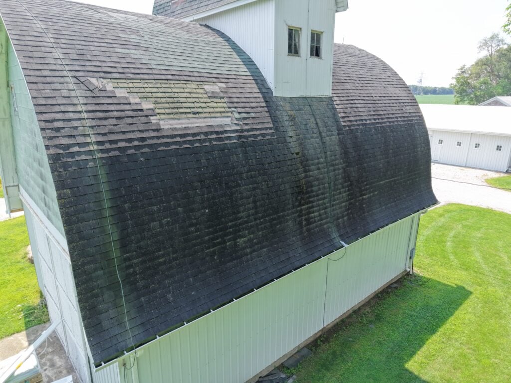 damaged shingles Discount roofing big roof white siding